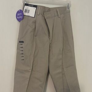 Izod Boys 8 Husky Khaki Pleated Chinos - Light Tan